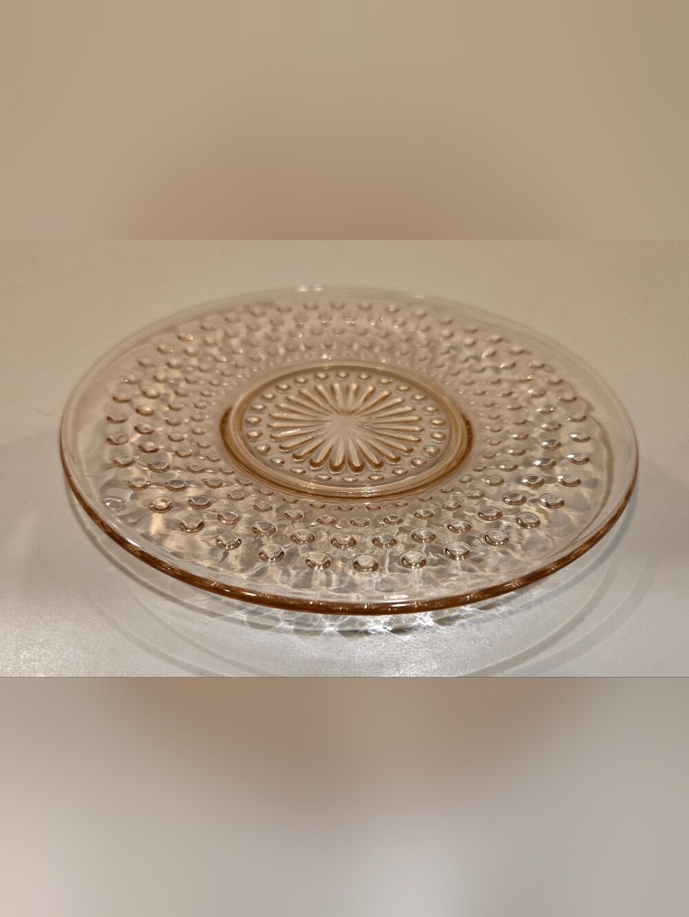 Vintage Pink Depression Glass Dessert Plate - Pale Pink
